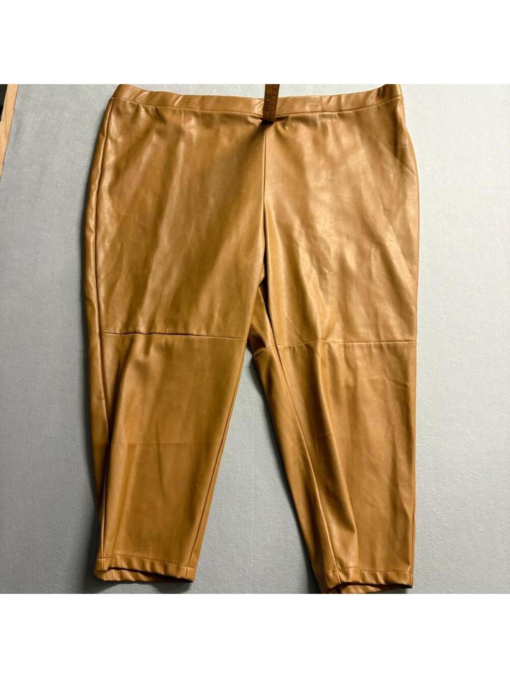Sonoma Goods For Life x Derek Biddle Faux Leather Pants Womens Plus 4X Brown Tan